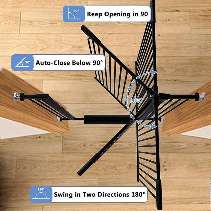 60.2"-65.7" Baby Gates Extra Wide, 40.5" Tall Dog Gate Indoor, Walk Through Pet Gates for Doorways Kitchen No Drilling Auto Close Pressure Mounted Safety Child Toddler Gate, Black