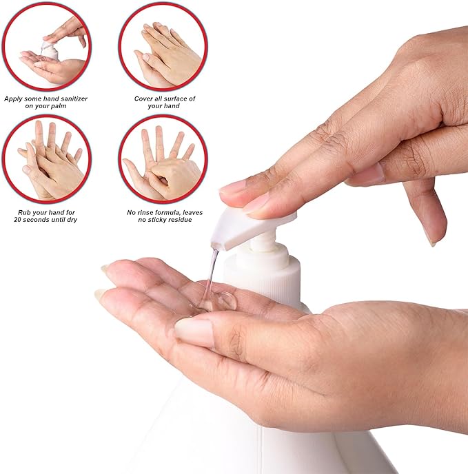 Latalia large Hand Sanitizer Pump 128 fl oz – Pack of 2 with 80% Alcohol Moisturizing Hand Sanitizer Refill Gallon for Home & Office, Unscented Clean Gel, Drying & Non-Sticky for Daily Hand Hygiene