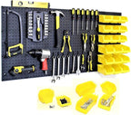WALLPEG 36 Pack Pegboard Bin Kit – 18 Medium & 18 Large Yellow Peg Board Storage Bins | Parts Organizer for Garage, Workshop, Craft Room, Office & Workbench | Pegboard Accessory Organier | MADE IN USA
