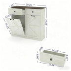 Farmhouse Dual Tilt Out Trash Can Cabinet, Holds 2 x 10 Gallon Bins Hidden Laundry Hamper Cabinet, with Hideaway Drawer Garbage Can Cabinet, Ideal for Kitchen & Laundry Room (Antique White)