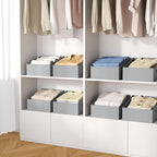 DIMJ Closet Storage Bins 12 Pack - Fabric Storage Baskets for Shelves, Collapsible Clothes Organizer with Handles, Trapezoid Shelf Organization Storage Cubes for Purse, Toys, Books, Towel, Clothes