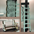 Welcome to the Library Sign Miniature Signpost Self-standing Kit, Mini Booknook Sign with ladder and Bench Scene Display, Bookcase Accessories Decor Gift for Book-themed Club Book Lover