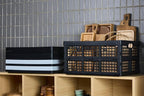 3-Pack Plastic Collapsible Storage Crates-30L,Foldable Plastic Crates for Storage (Black)