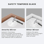 Amorho Bathroom Mirror, 20X30 Inch Wall Mirror, Walnut Wood Grain Metal Framed, Anti-Rust, Hang Horizontally/Vertically, Suitable for Bedroom, Farmhouse, Bathroom, Decorative