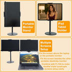 Portable Monitor Stand Tablet Stand for Desk Kindle Holder with Metal Disk, Telescopic Pole and Super Wide Clamp Portable Monitor Mount 15.6 inch 18.5 inch FL12C