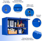 Yizosh Metal Garage Wall Cabinet with Doors and Shelves, Wall Mounted Metal Storage Cabinet, Floating Garage Tool Cabinet for Garage, Basement, Kitchen, Warehouse (Blue, 21.6" H)