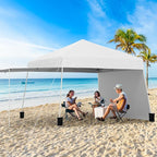 Tangkula 10x9.2 Ft Pop up Canopy with Sidewalls, UPF50+ Outdoor Tent with 8 Stakes, 4 Wind Ropes, Carry Bag, Portable Canopy Tent with Awnings for Camping, Patio, Market