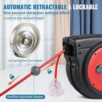 VEVOR 75FT Retractable Extension Cord Reel, 14AWG/3C SJTOW Heavy Duty Power Cord w/Lighted Electrical Triple Tap Outlets, 13A Circuit Breaker,180° Swivel Bracket for Workshop or Garage, Red