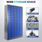100 Drawers Nut and Bolt Organizer, 46" H x 26" D x 9" W Bolt and Nut Tool Storage Cabinet with Acrylic Adjustable Shelves & Label Stickers, Alloy Steel Parts Cabinet for Workshop Garage Organizer