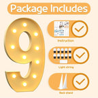 Marquee Numbers 4 Feet Tall Large Light Up Numbers 9th 90th On Cloud 9 Birthday Decorations Big Yellow Light Outdoor Anniversary Decorations Balloon Arch Kit Party Backdrop 9