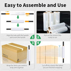 Stretch Film, HERKKA Stretch Wrap with Handles Industrial Strength, Moving Wrapping Plastic Roll, Shrink Wrap for Pallet Wrap, 15" x 1000 Feet, 3 Pack, 60 Gauge