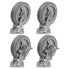 8'' × 2'' Caster Wheels, Heavy Duty Industrial Casters Set of 4 Rubber Wheels, Load 4000lbs Capacity, Swivel Caster for Cart Dolly Toolbox (2 Brake & 2 Swivel)