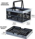20 L Collapsible Shopping Basket, plastic basket, Basket with Handle, M (Black)