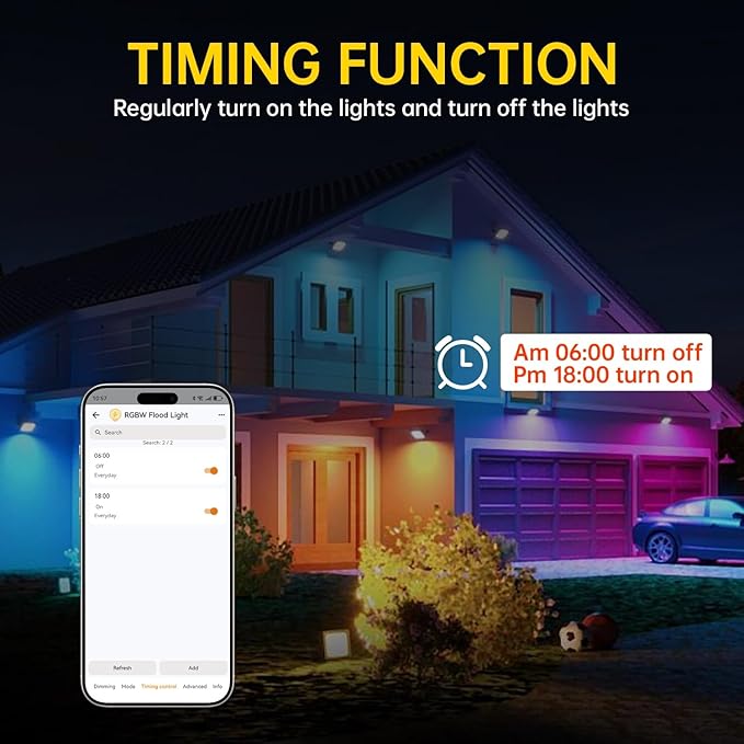 Remon LED Flood Light Outdoor 800W Equivalent 8000LM Smart RGB Landscape Lighting with APP Control, DIY Scenes - Timing - Warm White 2700K - Color Changing Uplight, IP66 Waterproof, 43 Modes (2 Pack)