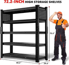 SILVEL 48.2" W Garage Shelving, 5000LBS Heavy Duty Metal Shelving, 2025 Grid Storage Shelves with 2 Side Pegboards, Industrial 5 Tier Shelves for Basement Pantry Warehouse Supermarket, 8 Pack