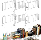 6 Pcs 18" W x 8" H Chrome Plated Steel Wire Shelf Divider, No Tool Metal Shelf Dividers for Wire Shelves for Kitchen, Bathroom, Pantry, Office Storage, Silver