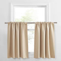 PONY DANCE Short Blackout Curtains, Half Window Curtains Tiers Solid Microfiber Valances Panels Thermal Insulated for Bathroom Window, 2 Panels, 34 Wide by 30 inch Long, Biscotti Beige