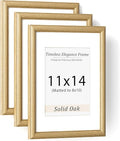 Natural Oak 11x14 Picture Frames Mat to 8x10 Picture Display Set of 3,Original Wood Handcrafted 11x14 Diploma Frame with Tempered Glass Graduation Family Wedding Certificate Photo Wall Mounted