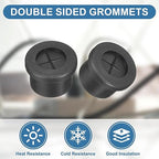 uxcell 6Pcs Cable Cord Grommet, 9/16"(14mm) Rubber Desk Grommets Wire Pass Through Hole Cover with Marked Cable Ties for Home Office Cable Wire Protection, Black