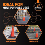 Retractable Barrier for Safety Traffic Cones - 2" OD - Large Yellow and Black Bar Barricade - for Road Construction, Parking, Warning, Temporary Security Divider (720, Yellow & Black, 72" x 120")