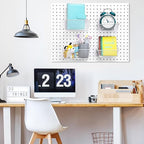 Sieral 4 Pcs Pegboard Baskets Metal Wire Shelf Baskets Peg Board Organizer Accessories Wall Mount Organizer Attachments for Garage Workbench Various Tool Accessories, 2 Sizes (White,Medium, Large)