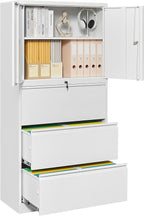 SISESOL 3 Drawer Lateral File Cabinet with Lock,White Filing Storage Cabinet with Doors and Shelves,Locking Metal Storage Cabinets with Drawers for Home,Office,Garage,School,Fit A4/Letter/Legal File