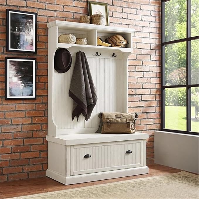 Pemberly Row Hall Tree in Distressed White