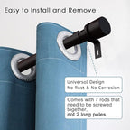 Curtain Rods for Windows 16 to 120 Inches Adjustable Length 1 Inch Diameter Window Curtain Rod with Aluminium End Cap, Antique Bronze