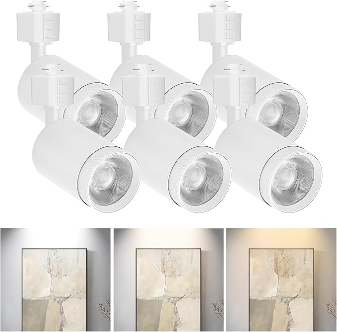 10W LED White Track Lighting Heads, H Type Track Lighting Rail Ceiling Spotlight for Accent Task Wall Art Exhibition Lighting, and Wall Art Display Illumination 3000K-5700K, CRI90+ (6-Pack