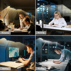 Honeywell HJ3 Wide LED Desk Lamp with Clamp, 22W Full-Spectrum Eye-Caring Light Bar, 4 Modes, Stepless Dimming, Adjustable Arm for Home Office, Large Desks & Dual Monitors