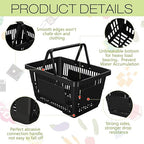 20 Pcs Bulk Shopping Baskets with Handles, 20 L Plastic Grocery Basket 16.9'' x 11.8'' x 9.1'' Portable Shopping Cart for Retail Stores Supermarket(Black)