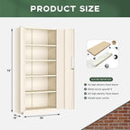 Greenvelly Metal Storage Cabinet, 72" Locking Metal Garage Storage Cabinet with Doors and 4 Adjustable Shelves, Lockable Steel Cabinet for Home Office, Garage, Shop, School (Grey 32" W x 16" D)