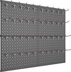 TORACK Metal Pegboard Panels and Hooks for Garage, Workbench, Shop, Shed Tool Organizer Peg Board with 1/8" & 1/4" Holes, Modular Wall-Mounted Pegboard with Pegboard Hooks(Black)