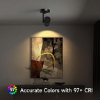 12W LED Dimmable Zoomable Ceiling Spotlight Indoor – Adjustable Beam Angle 10-55° Surface Mount Wired Accent Spot Light for Picture, Plants & Painting | Warm White 3000K CRI 97, Black