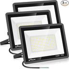 3 Pack 150W LED Flood Light Outdoor,Super Bright Security Light,15500LM IP66 Waterproof Floodlight,5000K Daylight LED Exterior for Basketball Court, Stadium, Playground