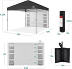 Best Choice Products 10x10ft Easy Pop Up Canopy w/Side Wall, 10 Pockets, Portable Carrying Case, 1-Button Setup, 4 Weight Bags - Gray