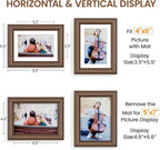 Natural Walnut 5x7 Picture Frames Mat to 4x6 Picture Display Set of 3,Original Wood Handcrafted 5x7 Wooden Photo Frame with Tempered Glass Graduation Family Wedding Pictures Tabletop & Wall Decor