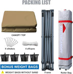 MASTERCANOPY Durable Pop-up Canopy Tent with Roller Bag (12x12, Khaki)