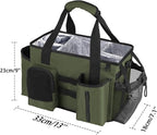 Wearable Cleaning Caddy Bag, Cleaning Organizer with Handles, Cleaning Supply Tote with Adjustable Shoulder Strap for Cleaners & Housekeeper (Green, 13.4'' x 7.3'' x 9.3'')
