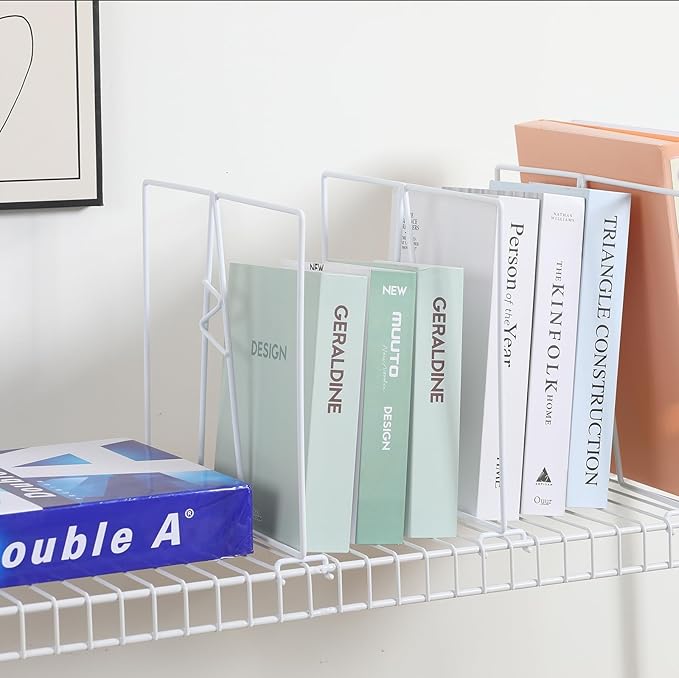 Wire Shelf Dividers - White Closet Organization & Storage Organizer - No Tool Shelf Divider for Wire Shelves - Metal Shelf Accessories – for 12“ Deep Wire Shelves – Tall 12” Height – 24 Pack