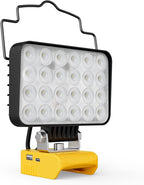 LIVOWALNY LED Work Light Compatible with Dewalt Battery, 88W 8800LM Battery Flashlight Cordless, Portable Tools LED Floodlight with USB A & USB C Output Port for Camping, Hiking, Emergency & Job Site