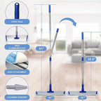 Professional 18" Microfiber Mop - Flat Mop with Stainless Steel Handle, 2 Reusable Washable Pads, Hardwood & Laminate (Blue)