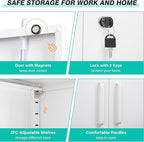 SISESOL 36 inch Storage Cabinet with Doors and Shelves,White Metal Storage Cabinet,Small Locking Metal Cabinets,Short Steel Counter Cabinets with Lock for Garage Home Office Pantry