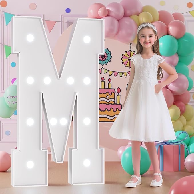 Light Up Letters, Marquee Letters 4 Feet Tall with Cool White Light, Large Letter for Party Graduation Homecoming Wedding Event Decoration, Marry Me Light Up Letter 4ft Marquee Sign Letras M