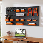 Goplus Pegboard Wall Organizer, 9-Bin Parts Rack Organizer w/Hammer Racks, Tool Holders & Hooks, Heavy-Duty Utility Tool Storage Board w/Accessories for Garage, Workshop, Craft Room
