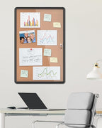 Mifuro 36"x24" Enclosed Bulletin Board, Lockable Weather-Resistant Aluminum Cork Noticeboard for School & Office, Black Frame w/Cork