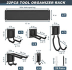 Ultrawall Garage Storage Organization, Garden Tool Organizer Garage Organizer Wall Mount Yard Tool Organizer Rack with 15 Hooks, Heavy Duty Wall Holders,22 Pcs