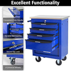 5-Drawer Heavy-Duty Rolling Tool Chest with Wheels & Steel Roof, Lockable Tool Chest Storage Cabinet for Garage, Workshop, Warehouse, and Repair Shop