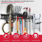 SEDY 48" Heavy Duty Garage Wall Organizer, Wall Mount Tool Storage Rack with Adjustable Hooks, Garden Tool Organizer Hold Up to 300lbs, Easy Installation (3 Panels, 8 Hooks, 3 Straps)