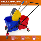 6.6 Gallons x 2 Commercial Mop Bucket with Wringer & Steel Frame | Heavy Duty Dual Bucket System | Separate Dirty Water On Wheels for Janitorial